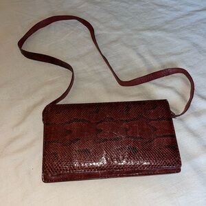Red Snakeskin Crossbody Purse